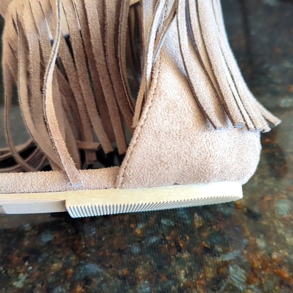 Charlotte Russe Fringe Ankle Faux Suede Pointy Toe Flat Shoes 10 Brown - Picture 13 of 16